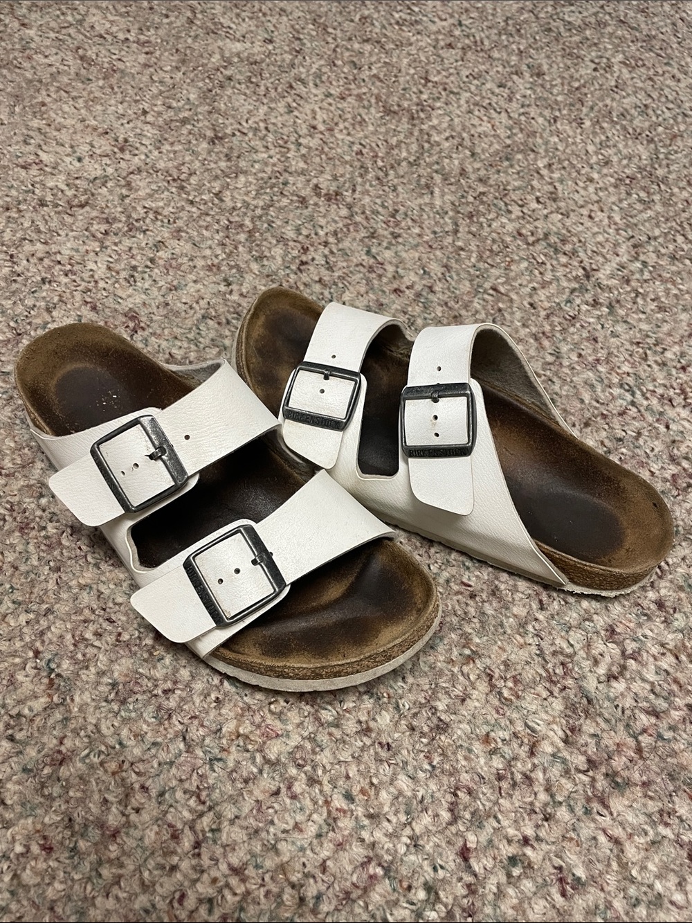 Birkenstock White Double-Buckle Slide Sandals